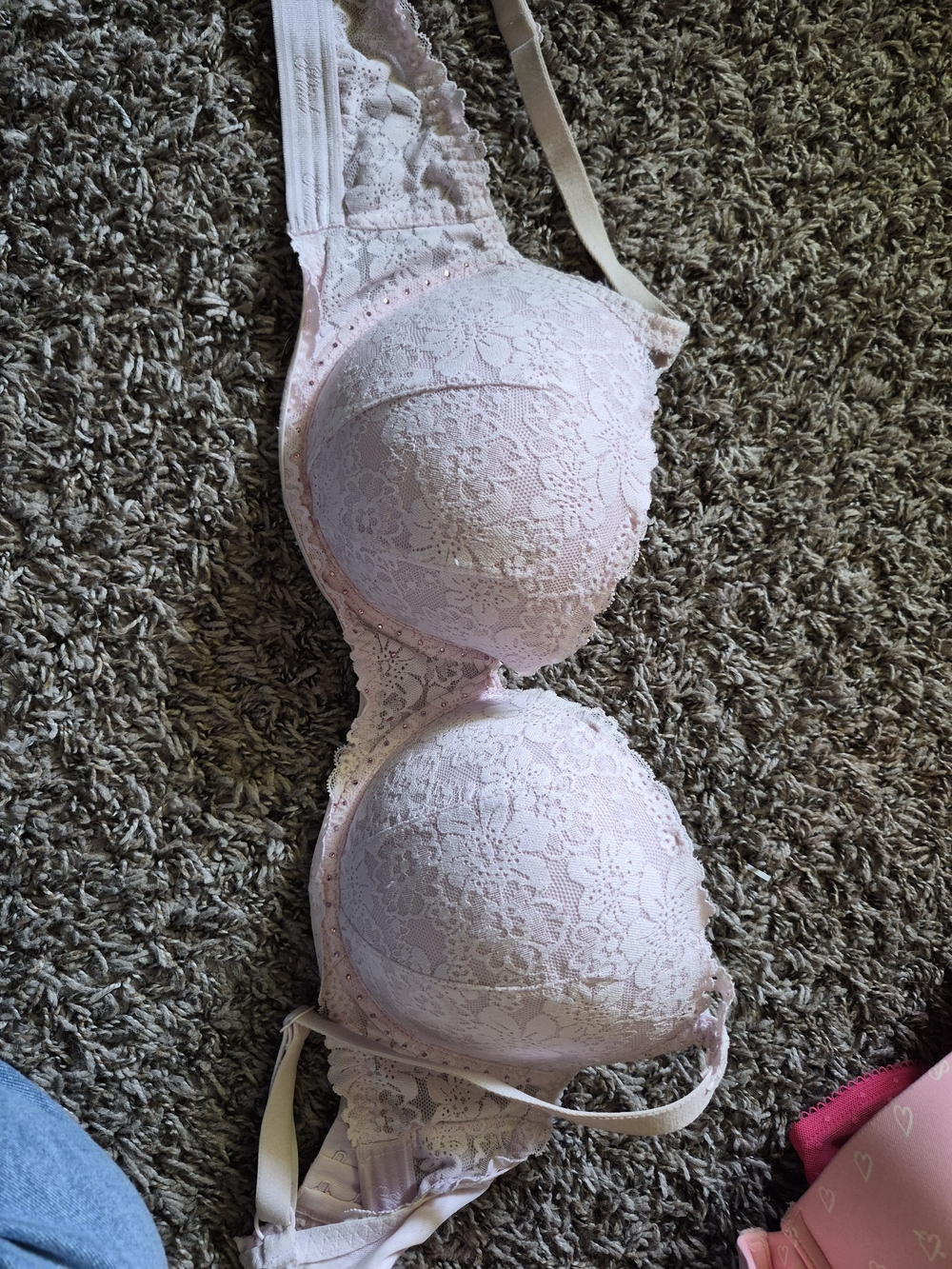PINK Victoria's Secret Light Pink Lace Push-Up Bra